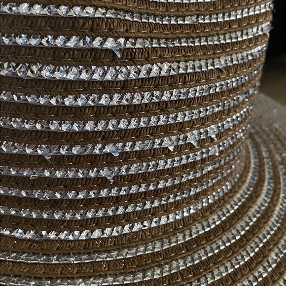 Tan and Silver Colored 50% Paper Straw and 50% Polyester Hat - Picture 11 of 11